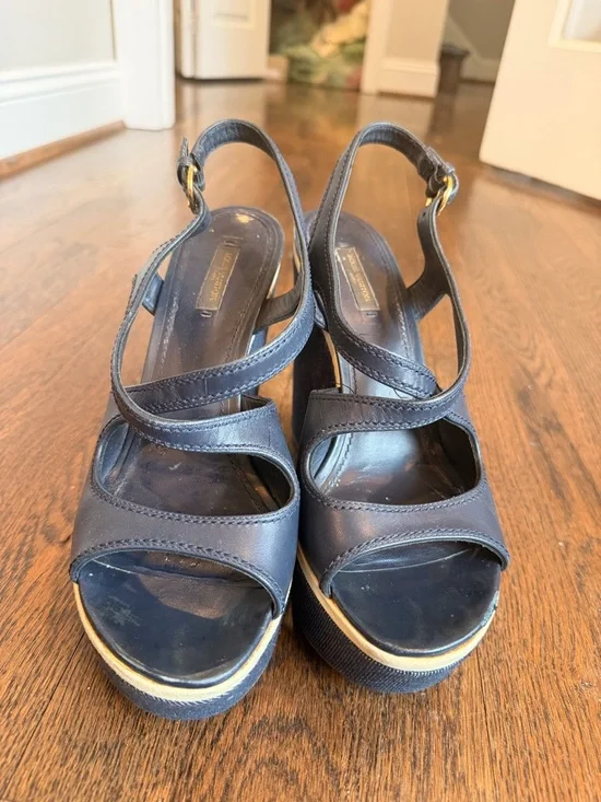 🌟 Louis Vuitton monogram postcard Wedges Sandals size 40 - us 9-9.5 super rare! - Picture 5 of 7